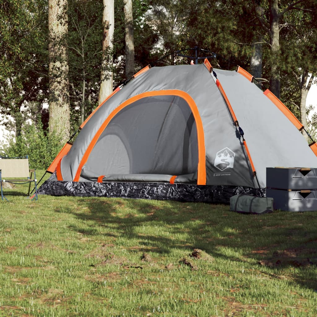 vidaXL Camping Tent 5-Person Grey Quick Release