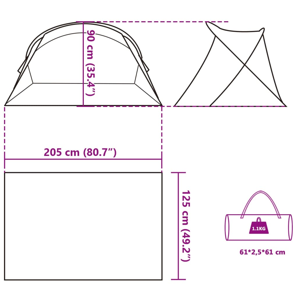 vidaXL Beach Tent Grey Pop-up Waterproof